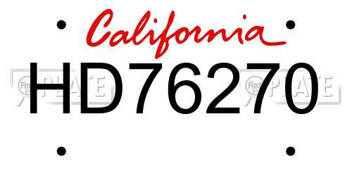 HD76270 California License Plate