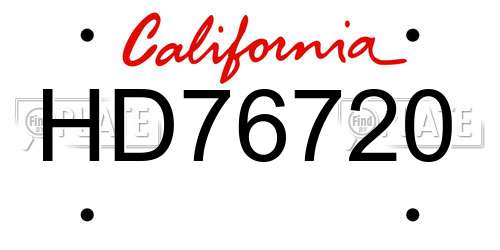 HD76720 California License Plate