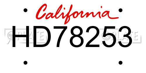 HD78253 California License Plate