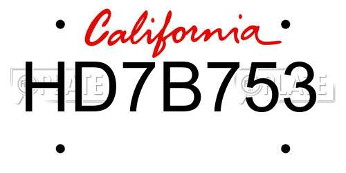 HD7B753 California License Plate
