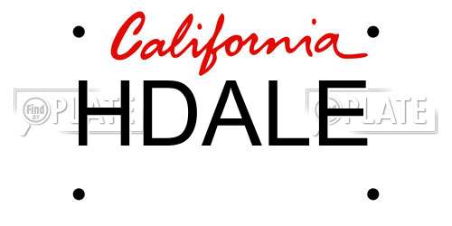 HDALE California License Plate