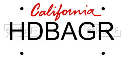 HDBAGR California License Plate