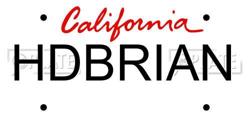 HDBRIAN California License Plate