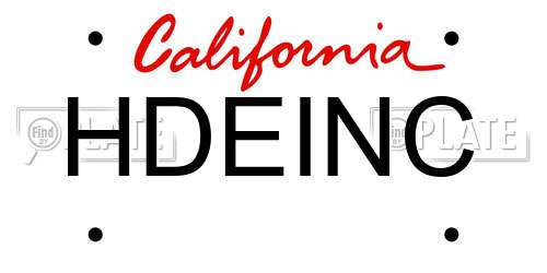 HDEINC California License Plate