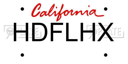 HDFLHX California License Plate