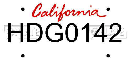 HDG0142 California License Plate