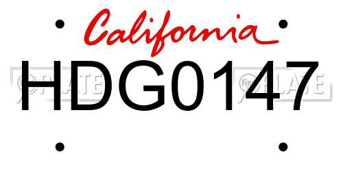HDG0147 California License Plate