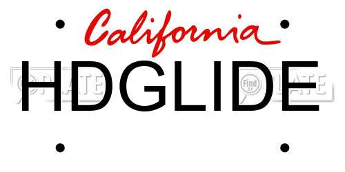 HDGLIDE California License Plate