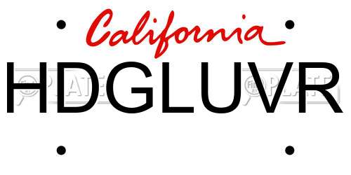 HDGLUVR California License Plate
