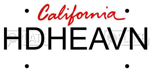 HDHEAVN California License Plate