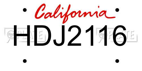 HDJ2116 California License Plate