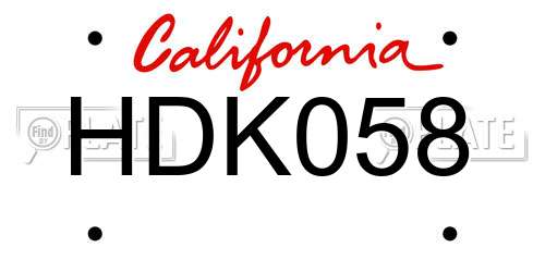 HDK058 California License Plate