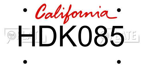 HDK085 California License Plate