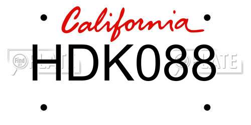 HDK088 California License Plate