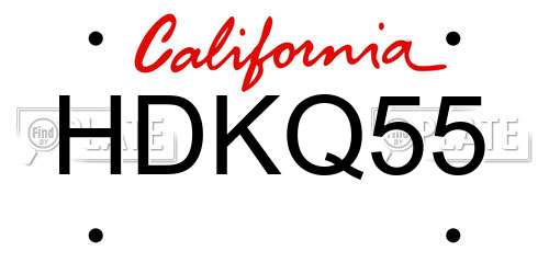HDKQ55 California License Plate