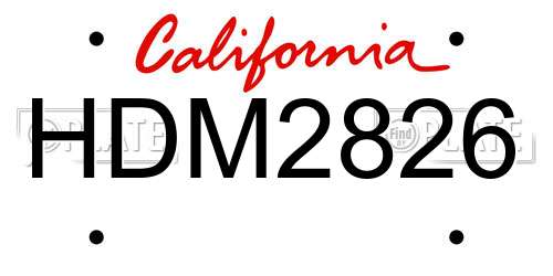 HDM2826 California License Plate