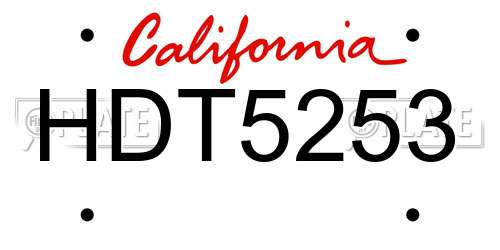 HDT5253 California License Plate