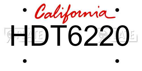 HDT6220 California License Plate