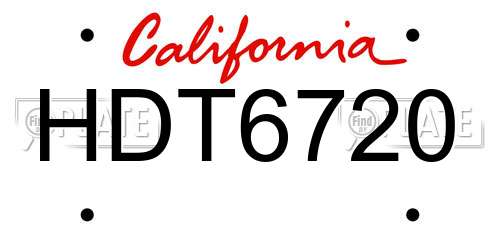 HDT6720 California License Plate