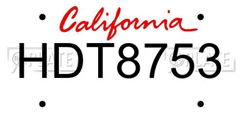 HDT8753 California License Plate