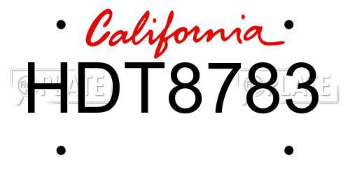 HDT8783 California License Plate