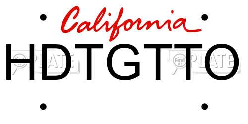 HDTGTTO California License Plate