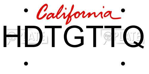 HDTGTTQ California License Plate