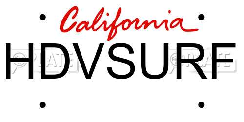 HDVSURF California License Plate