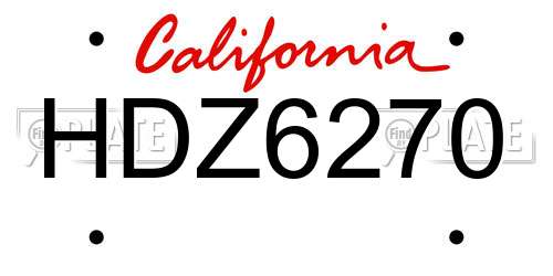 HDZ6270 California License Plate