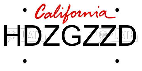 HDZGZZD California License Plate