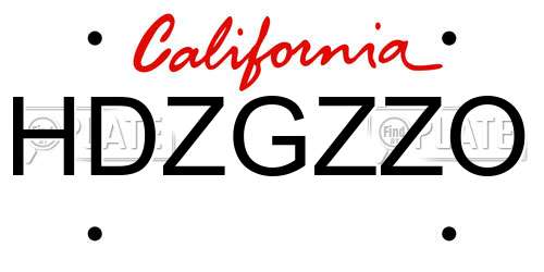 HDZGZZO California License Plate