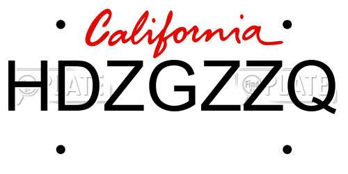 HDZGZZQ California License Plate