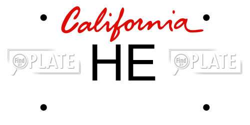 HE California License Plate
