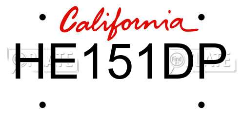 HE151DP California License Plate