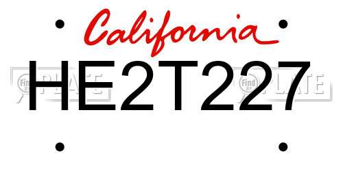 HE2T227 California License Plate