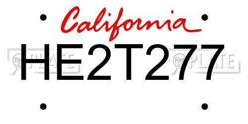 HE2T277 California License Plate