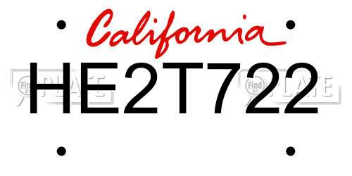 HE2T722 California License Plate