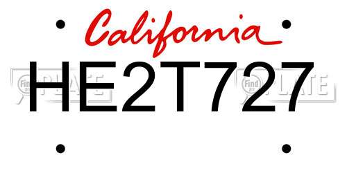 HE2T727 California License Plate