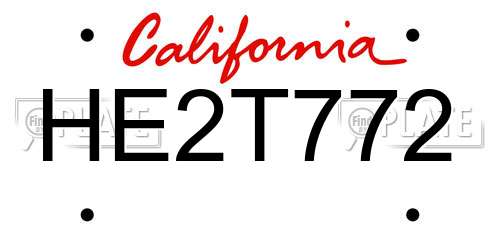 HE2T772 California License Plate