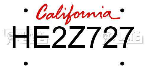 HE2Z727 California License Plate
