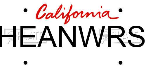 HEANWRS California License Plate