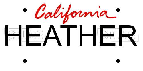 HEATHER California License Plate