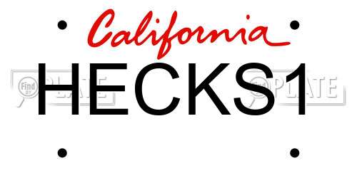 HECKS1 California License Plate