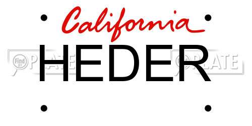 HEDER California License Plate