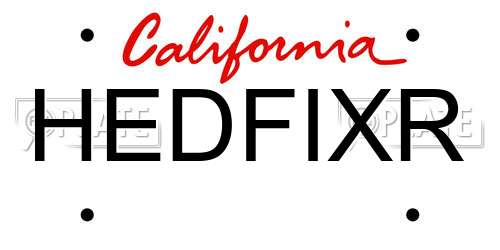 HEDFIXR California License Plate