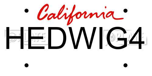 HEDWIG4 California License Plate