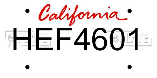 HEF4601 California License Plate