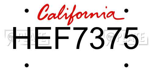 HEF7375 California License Plate