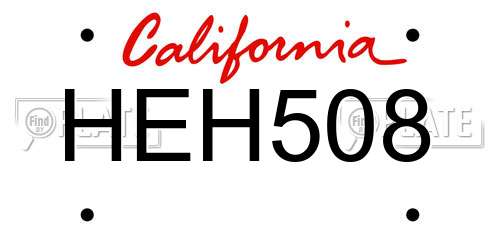 HEH508 California License Plate