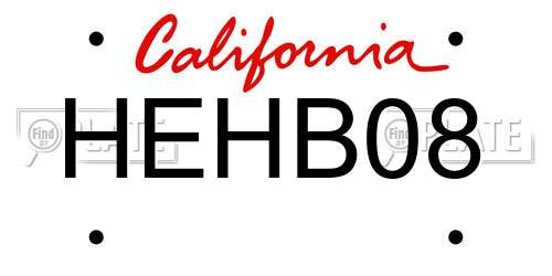 HEHB08 California License Plate